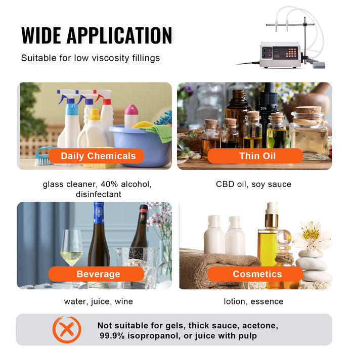 VEVOR Liquid Filling Machine, 10-4000ml Filling Capacity, Automatic Bottle Filler Machine Bottling Machine Digital Control for Milk, Water, Wine, Beverage, Soy Sauce, Vinegar, Alcohol (Double Nozzle)