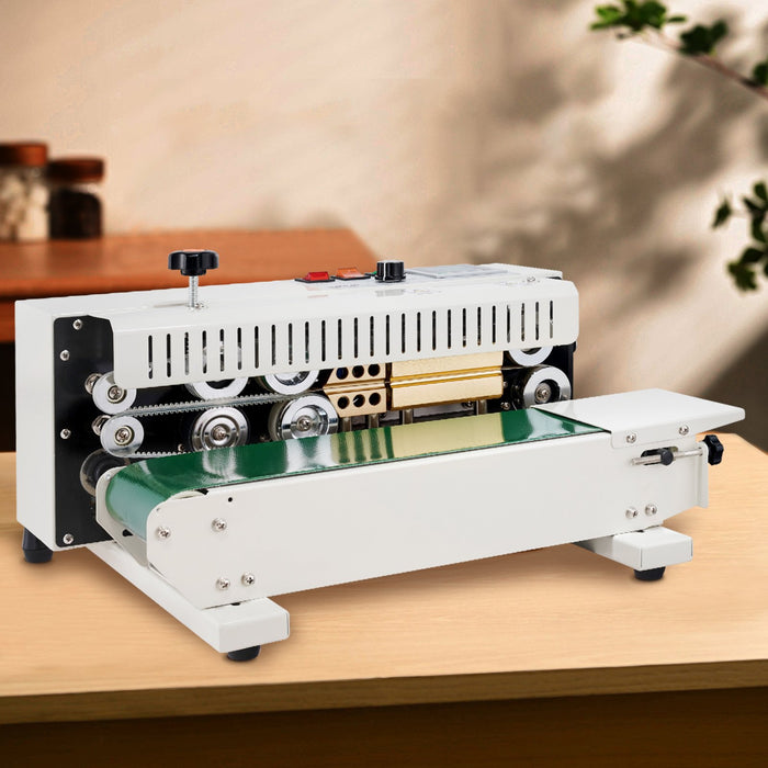 VEVOR Continuous Bag Band Sealing Machine, 6-12 mm Seal Width, Horizontal Band Sealer Machine with Digital Temperature Control, Carbon Steel Bag Sealer for 0.02-0.8 mm Plastic Bags Films Membrane