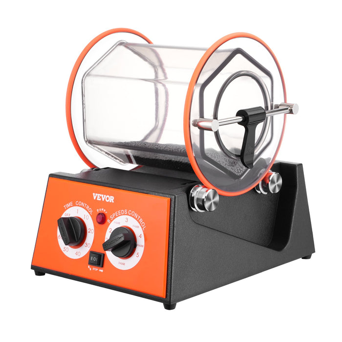 VEVOR Jewelry Polisher Tumbler, 11lbs/5kg Capacity Mini Rotary Tumbler Machine with 0-60 Minutes Timer, 5 Speeds Jewelry Rotary Finisher for Surface Polishing Grinding Buffing Gemstones Jewels Coins