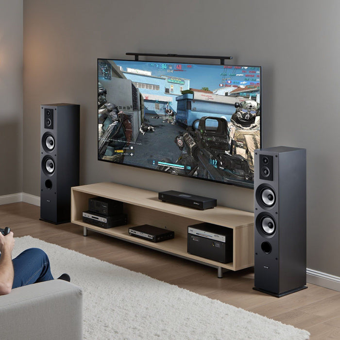 Floorstanding Speakers, 2-Way, Floor-Standing Tower Speakers with 25.4 mm Tweeter, Dual 165.1 mm Woofers, 400W Peak, 65Hz–20kHz Frequency Response, Durable MDF Enclosure, for Home Audio, Pair