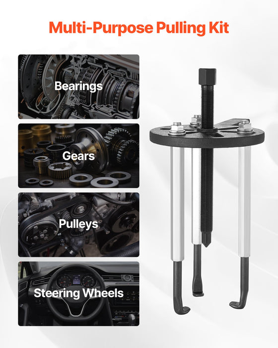 VEVOR 21-in-1 Bearing Puller Set, 21 PCS 3-Jaw Hook Puller for Internal External Bearings and Bearing Without Inner Shaft, Multifunctional Bearing Removal Tool with Heavy Duty Portable Storage Case