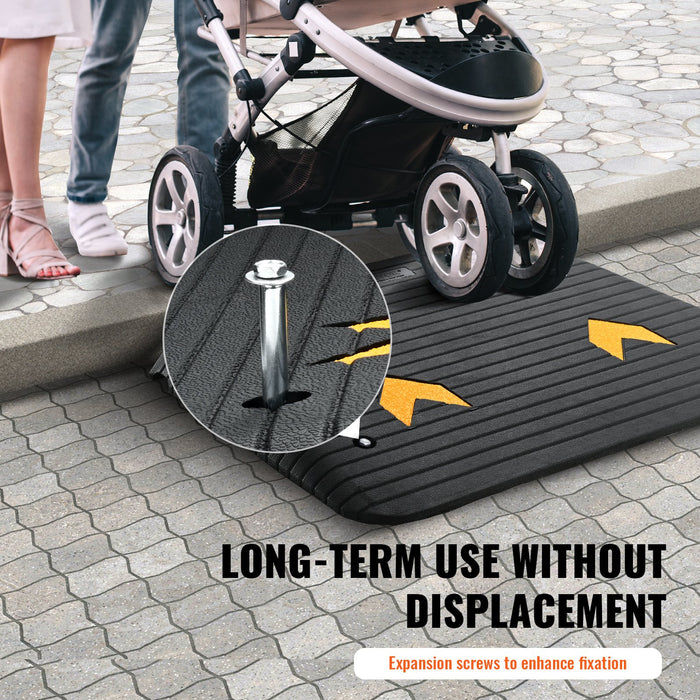VEVOR Upgraded Rubber Threshold Ramp, 10.2 cm Rise Door Ramp with 1 Channel, Natural Rubber Car Ramp with Non-Slip Textured Surface, 15 tons Load Capacity Curb Ramp for Wheelchair and Scooter