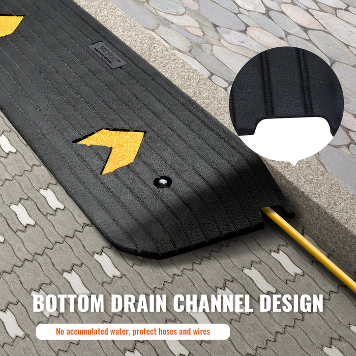 VEVOR Upgraded Rubber Threshold Ramp, 2.5 cm Rise Wheelchair Ramp Doorway, Natural Curb Ramp Rated 15 tons Load Capacity, Non-Slip Textured Surface Rubber Curb Ramp for Wheelchair and Scooter