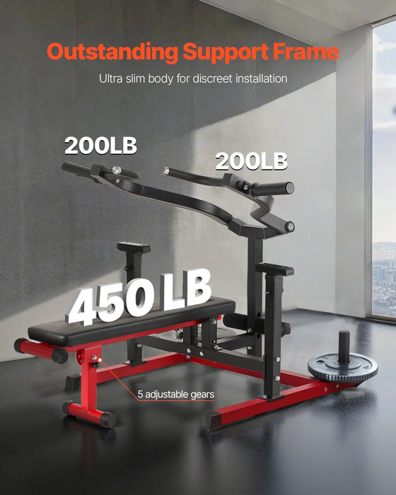Chest Press Machine, 450 LBS Bench Press Set, Adjustable Flat Incline Bench with Independent Converging Arms, Upper Chest Equipment, Fitness Home Gym Equipment for Chest, AB Workouts, Shoulder