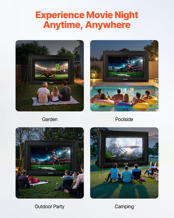 VEVOR 14 ft Inflatable Movie Screen 16:9 600D Movie Projector with Portable Bag