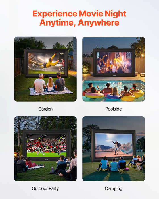 VEVOR 20 ft Inflatable Movie Screen 16:9 600D Movie Projector with Portable Bag