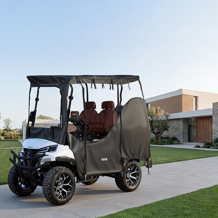 Golf Cart Cover, Visible Full-Enclosure 2&2+2 Passenger Golf Cart, 600D Waterproof Oxford Fabric Club Car Cover Fits Most Carts Club Car, Yamaha, EZGO, Honda, PVC Coating & Windproof Hook Design