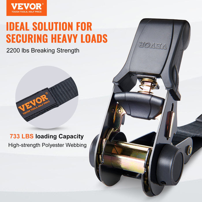 VEVOR 4 Pack Ratchet Tie Down Straps 2200 lbs 1"x15' Heavy Duty for Cargo