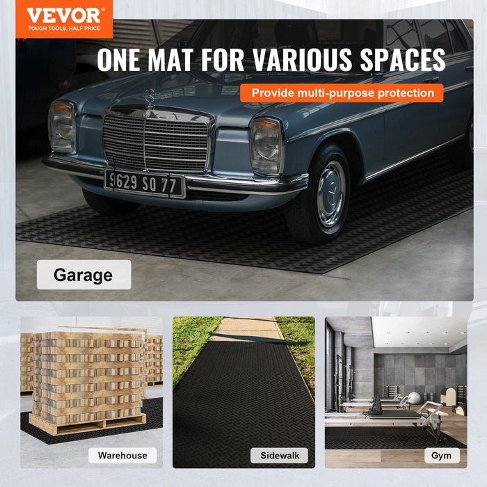 VEVOR Diamond-Plate Rubber Flooring Roll, 3 mm x 4 ft x 15 ft Garage Floor Mat, SBR Rubber Garage Flooring Roll, Easy to Clean, Diamond Plate Rubber Mat for Under Cars, Garage Industry Gym, Black