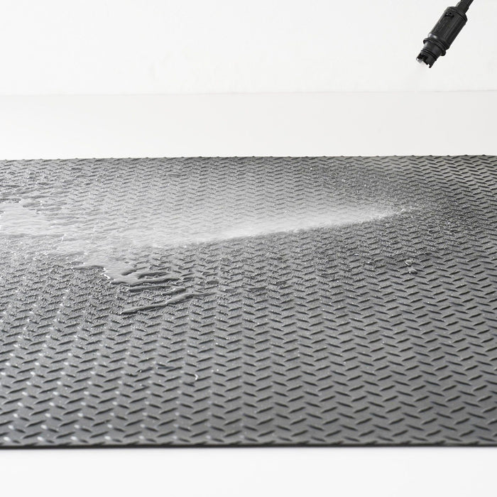 Diamond-Plate Rubber Flooring Roll, 3 mm x 4 ft x 6 ft Garage Floor Mat, SBR Rubber Garage Flooring Roll, Easy to Clean, Diamond Plate Rubber Mat for Under Cars, Garage Industry Gym, Black