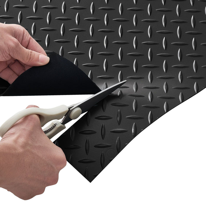 Garage Floor Roll, 1.22 x 6.1 m Garage Flooring Mat, 3 mm Thickened Rubber Diamond Plate Floor Protector Mat, Non-Slip, Wear-resist, Waterproof, Easy to Clean for Warehouse, Gyms, Trailer, Black