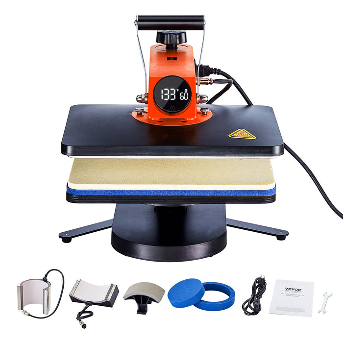 VEVOR Heat Press Machine 12x15in 5in1 Sublimation Transfer T-shirt Plate Mug Cup