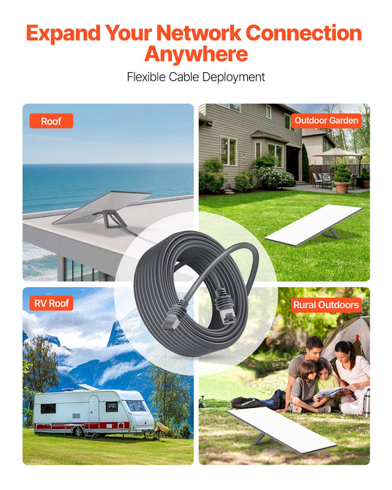 VEVOR Starlink Gen 3 Cable,22.86 m, 26 AWG Copper Core, Durable Extension Cable for Standard Generation 3, Compatible with Starlink Rectangular Satellite V3, Flexible Wiring for RV, Backyard, Camping