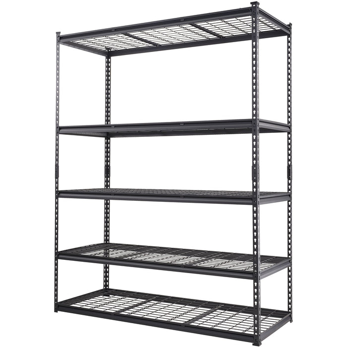 VEVOR Storage Shelving Unit, 5-Tier Adjustable, 2000 lbs Capacity, Heavy Duty Garage Shelves Metal Organizer Wire Rack, Black, 60" L x 24" W x 78" H for Kitchen Pantry Basement Bathroom Laundry Closet