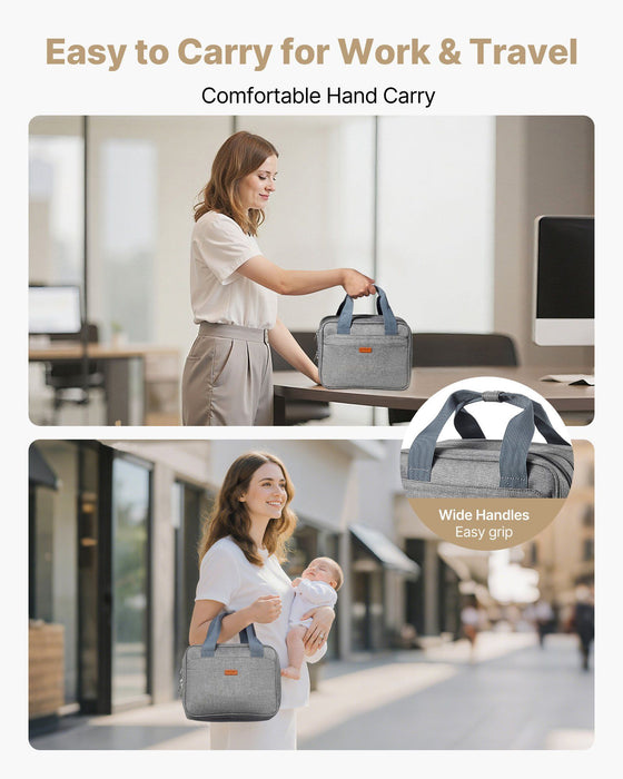 Wearable Breast Pump Bag, Breast Feeding Bag with Ice Pack, Fits for M5/M6, Pumping Accessories & Breastmilk Storage, Portable Pump Carrying Case for Work, Travel & Family Use, Grey