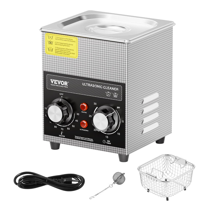 VEVOR 2L Ultrasonic Cleaner with Heater Timer & Basket, Professional Digital Sonic Cavitation Machine, 60W Cleaning Machine for Watch Instruments, Glasses, Coin, Metal Parts, Tool