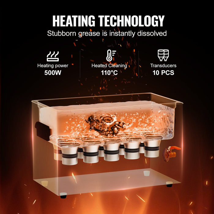 30L Ultrasonic Cleaner with Heater Timer & Basket, Professional Digital Sonic Cavitation Machine, 360W Cleaning Machine for Lab Tools, Metal Parts, Carburetor, Brass, Auto Parts, Engine Parts