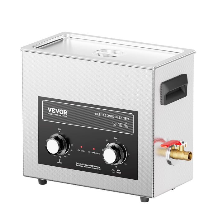 VEVOR 6L Ultrasonic Cleaner with Heater Timer & Basket, Professional Digital Sonic Cavitation Machine, 180W Cleaning Machine for Watch Instruments, Glasses, Coin, Metal Parts, Tool