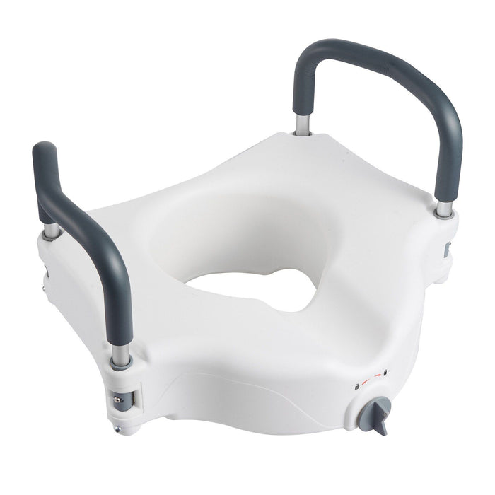 Raised Toilet Seat with Arms, 136.1 kg Load Capacity, 127 mm Lift Height, Widened Commode Elevated Toilet Seat Riser with Padded Handles for Seniors, Elderly, Handicap, Disabled, and Adults Use