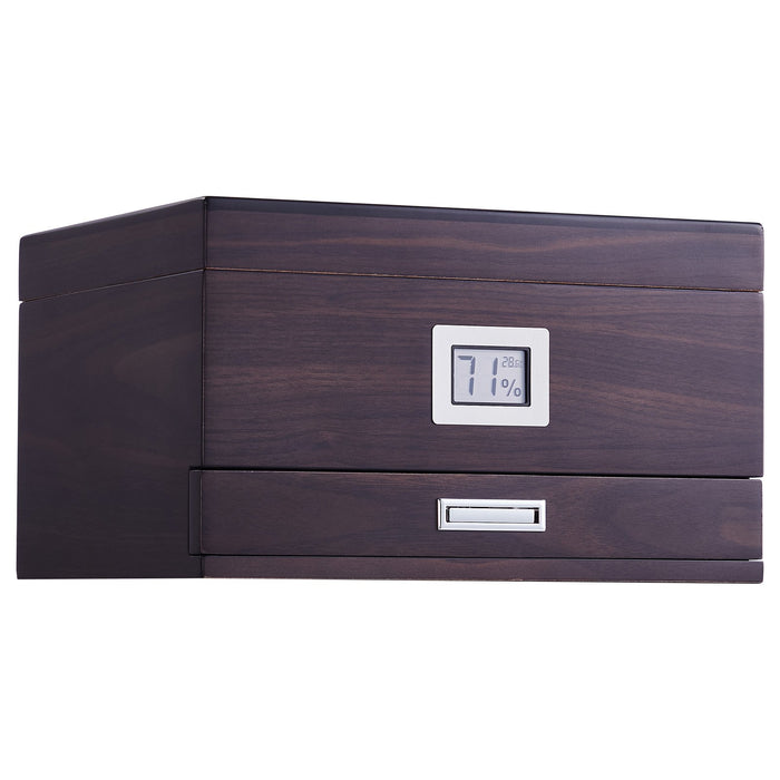 VEVOR 50 Cigar Humidor Glasstop Cedar Cigar Box Humidifier & Hygrometer & Drawer