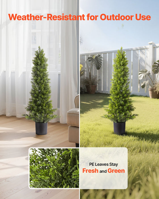 VEVOR Artificial Topiary Cedar Trees, 2 Set 914mm Faux Pine Shrubs Plants, Fake Silk Tree Look Real, Easy Assembly for Decor Front Porch Outdoor Patio Garden Balcony Backyard Indoor Office