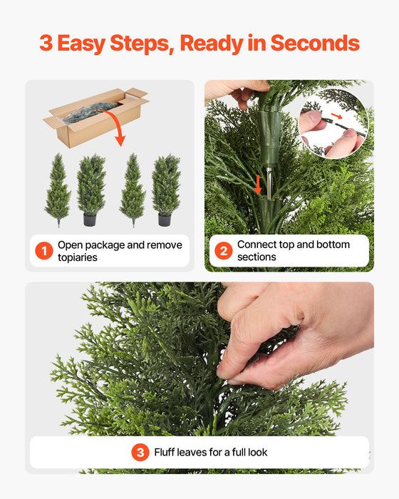 VEVOR Artificial Topiary Cedar Trees, 2 Set 1524mm Faux Pine Shrubs Plants, Fake Silk Tree Look Real, Easy Assembly for Decor Front Porch Outdoor Patio Garden Balcony Backyard Indoor Office