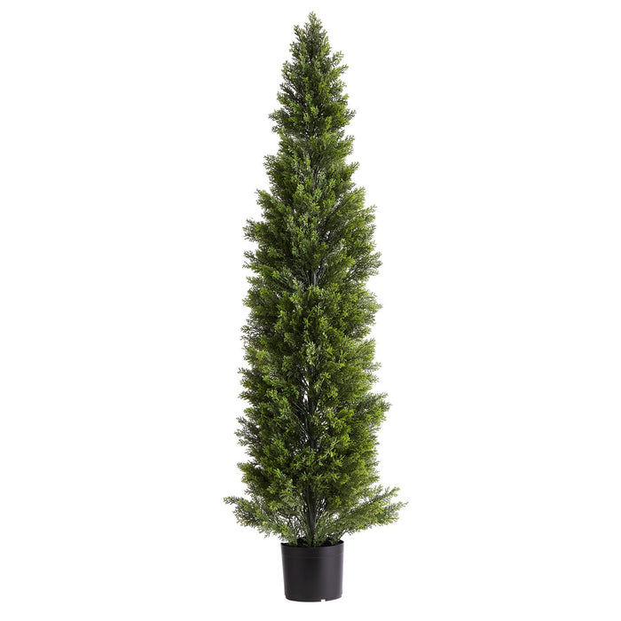 VEVOR Artificial Topiary Cedar Trees, 2 Set 1524mm Faux Pine Shrubs Plants, Fake Silk Tree Look Real, Easy Assembly for Decor Front Porch Outdoor Patio Garden Balcony Backyard Indoor Office