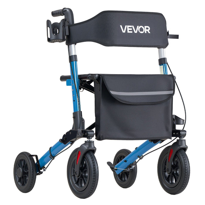 Rollator Walker with Seat for Seniors, Ultra Compact 3-Fold Rolling Walker, Lightweight Aluminum Mobility Walking Aid with PU Solid Wheels, Adjustable Handle, Cup & Cane Holder - Supports 136kg