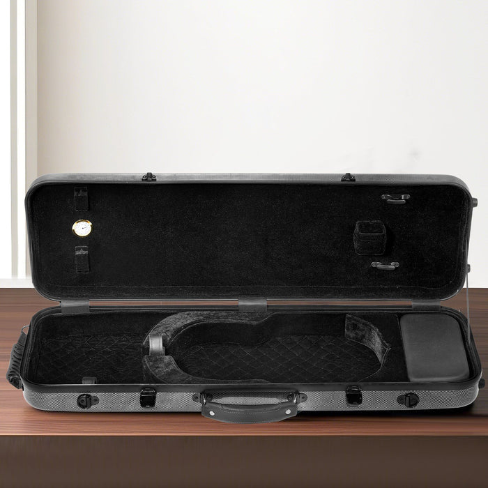 4/4 Full Size Violin Case, Built-in Hygrometer, Lightweight Portable Travel Carrying Bag, with Plush Lining, Shoulder Straps, Anti-Scratch, Professional Oblong Shape, for Violin, Black