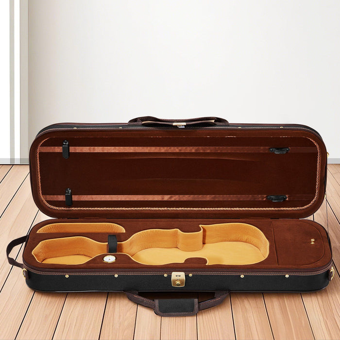 4/4 Full Size Violin Case, Built-in Hygrometer, Lightweight Portable Travel Carrying Bag, with Plush Lining, Shoulder Straps, Anti-Scratch, Professional Oblong Shape, for Violin, Black