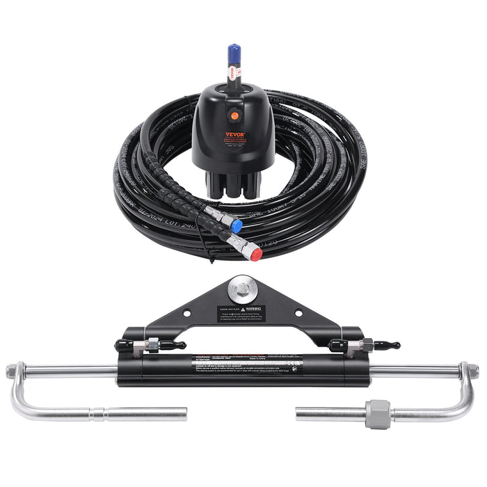 VEVOR 150HP Hydraulic Outboard Steering Kit Boat Marine System, Built-in Two-Way Lock Cylinder, 150HP Pump and High-Strength Nylon Hose for Single Station, Single-Engine use