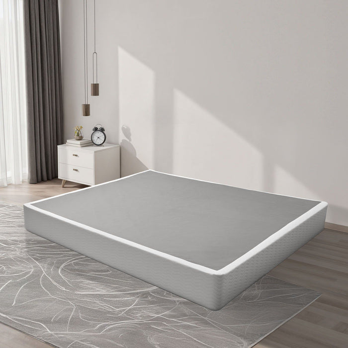 Box Spring, King Size Bed Frame with Washable Fabric Cloth, Heavy Duty Metal Frame for King Bed, 230 mm Mattress Foundation, 1587.57 kg Max Weight Capacity, Easy Assembly, 2010 x 1925 x 230 mm