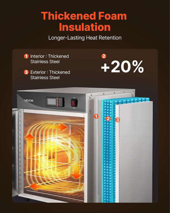 Electric Hot Box Food Warmer, 4-Tier Commercial Warming Cabinet with Water Tray, Single-Door and Adjustable Shelves, Stainless Steel Food Warmer Cabinet, for Restaurant, Kitchen, Pizza, Chicken