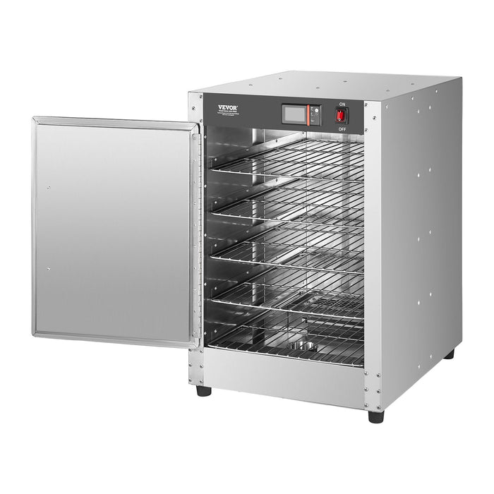 VEVOR Hot Box Food Warmer, 5-Tier Concession Warmer with Water Tray, 5 Pans, Single-door and Adjustable Shelves, Stainless Steel Food Warmer Cabinet, Ideal for Storing Pizza, Chicken, Restaurant
