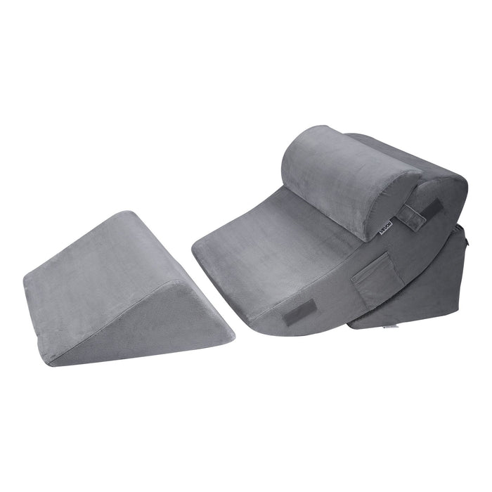 VEVOR Wedge Pillow for Sleeping, 4 Pcs Adjustable Orthopedic Bed Wedge Set, Support Leg Neck Shoulder, Post Surgery Pillow for Back Pain, Acid Reflux, Snoring Relief, Sitting up in Bed, Dark Grey