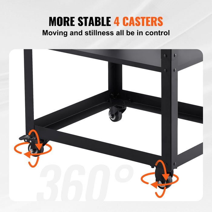 VEVOR Planer Stand, 100 lbs / 45 kg heavy loads, Three-Gear Height Adjustable Thickness Planer Table,with 4 Stable Casters & Storage Space, for most planers, saws, bench-top machines, power tools