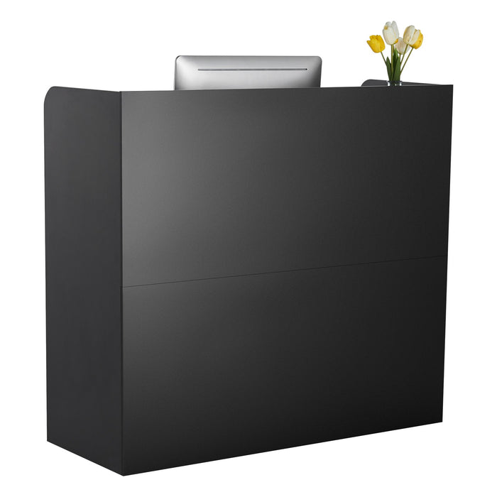 VEVOR Reception Desk, 1200 x 480 x 1100 mm Rectangular Front Counter Table, Office Reception Counter with Lockable Drawer and Storage Cabinet, for Checkout, Lobby, Beauty Salon and Office, Black