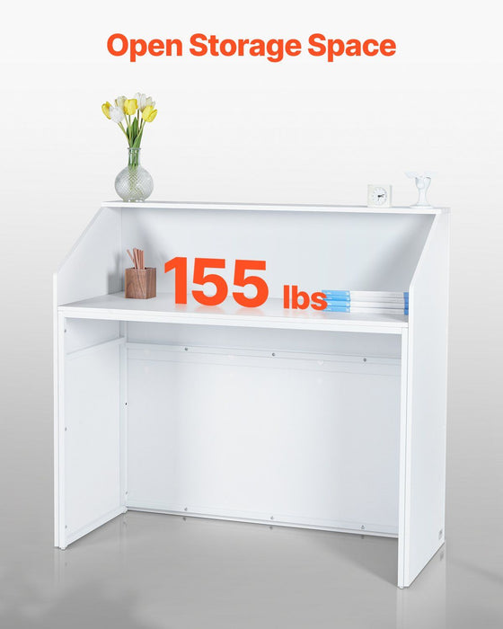Reception Desk, 1180 x 500 x 1115 mm Rectangular Front Counter Table, Office Reception Desk, Retail Counter and Front Reception Counter, for Checkout, Lobby, Beauty Salon and Office, White