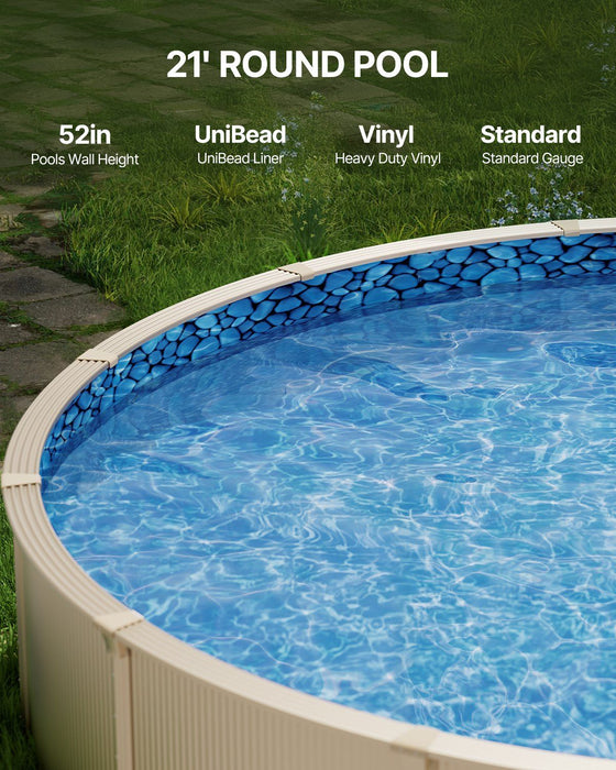 21-ft Round Above Ground Pool Liner, Unibead Pool Liners, Standard Gauge, 52inch Wall Height, Designed for Steel Sided Above-Ground Swimming Pools