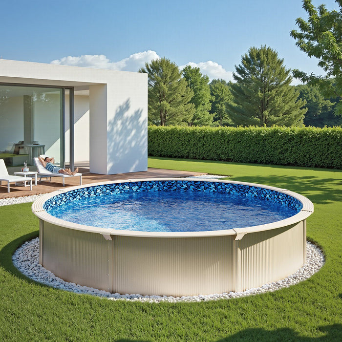 27-ft Round Above Ground Pool Liner, Unibead Pool Liners, Standard Gauge, 52inch Wall Height, Designed for Steel Sided Above-Ground Swimming Pools