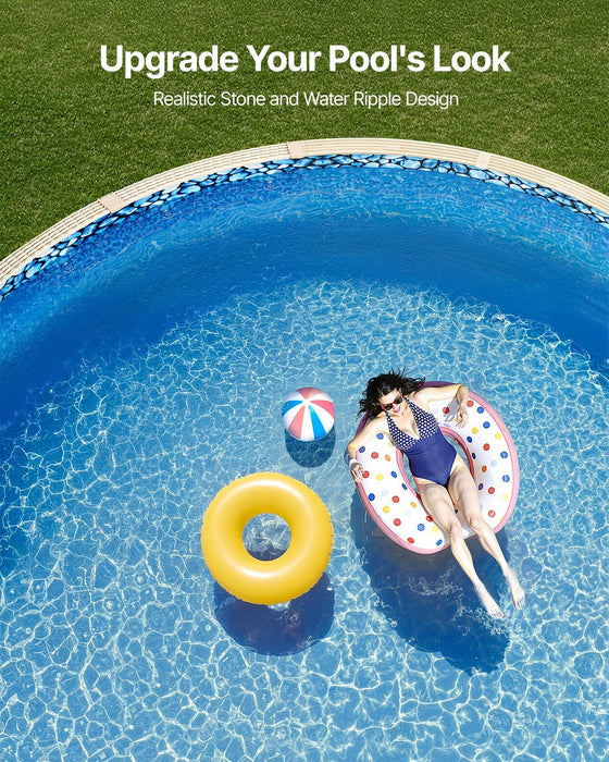Pool Liner, 30ft Round Pool Liner, Uinbead Style, Durable Vinyl Pool Liner, Standard Gauge, 52in Wall Height, Pool Liner Replacement for Steel Sided Above-Ground Swimming Pools
