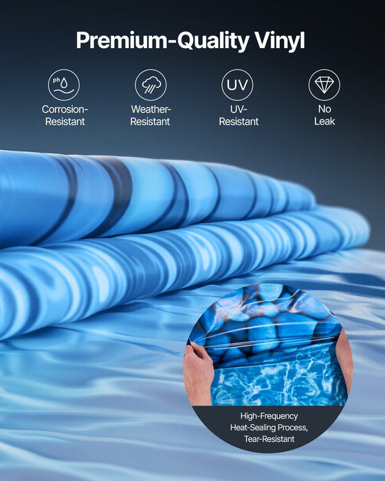 Pool Liner, 33ft Round Pool Liner, Uinbead Style, Durable Vinyl Pool Liner, Standard Gauge, 52in Wall Height, Pool Liner Replacement for Steel Sided Above-Ground Swimming Pools