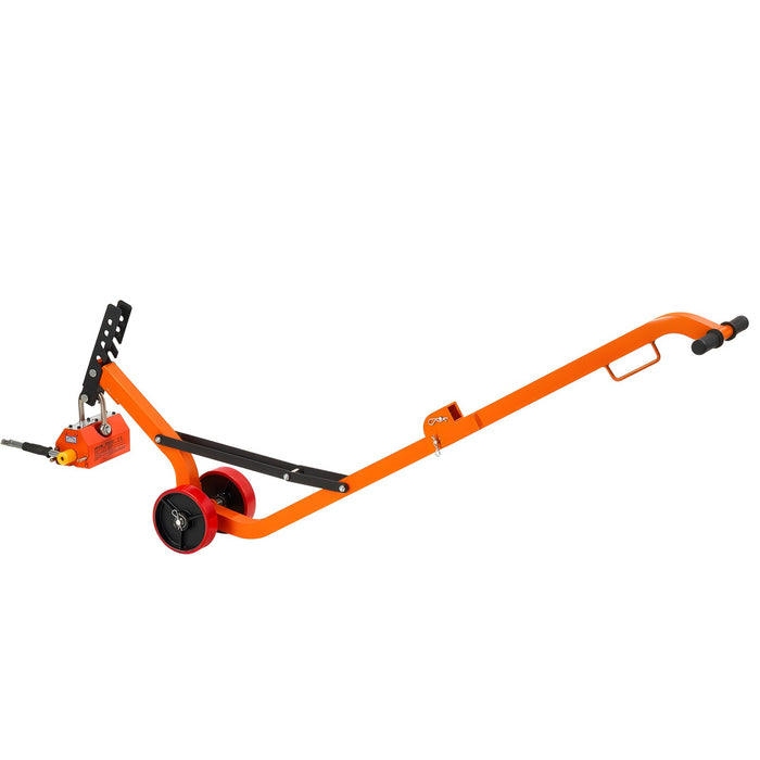VEVOR Magnetic Lid Lifter Dolly, 600 kg Pulling Capacity, Steel Dolly with Heavy Duty Magnet Lift and 2 Wheels, Adjustable Handle, N42 Neodymium, Foldable and Portable, for Lifting Manhole Covers