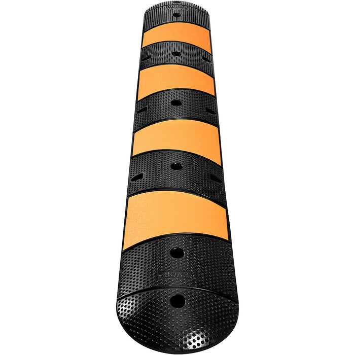 VEVOR Rubber Speed Bump, 1 Pack 2 Channel Speed Bump Hump, 72\" Long Modular Speed Bump Rated 22000 LBS Loading, 72.8 x 12.2 x 2.2 Garage Speed Bump for Asphalt Concrete Gravel Driveway with 2 End Cap
