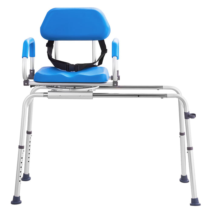 VEVOR Sliding Tub Transfer Bench with 360 Degree Swivel Seat, Sliding Shower Chair with Pivoting Armrest & Padded Seat and Safety Belt, Height Adjustable Bath Chair for Elderly Disabled 330LBS