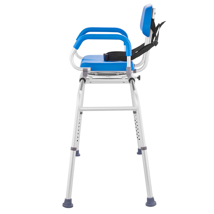 VEVOR Sliding Tub Transfer Bench with 360 Degree Swivel Seat, Sliding Shower Chair with Pivoting Armrest & Padded Seat and Safety Belt, Height Adjustable Bath Chair for Elderly Disabled 330LBS