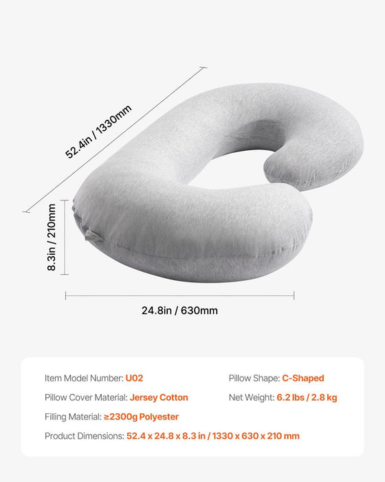 Pregnancy Pillow, C-Shaped Full Body Maternity Pillow, Ultra-Soft and Breathable Pregnant Support Pillows with Removable & Washable Cover, Perfect for Back, Belly, Hip, Legs Relief