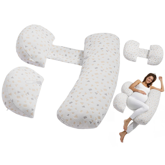 VEVOR Pregnancy Pillows, Adjustable Maternity Pillow for Pregnant Women, Soft Pregnancy Body Pillow with Removable & Washable Cover for Back Belly Hip Support, Lightweight and Portable