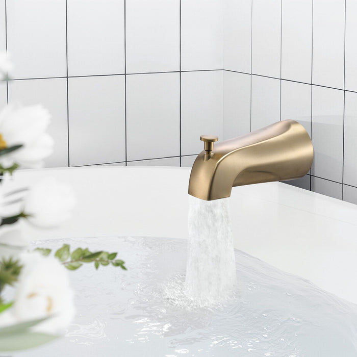 Tub and Shower Faucet Set, Complete with 127 mm Rainfall Shower Head and Bathtub Spout, 8-Setting Adjustable Spray, Single-Handle Tub Trim Kit with Brass Pressure Balancing Valve, Gold Finish