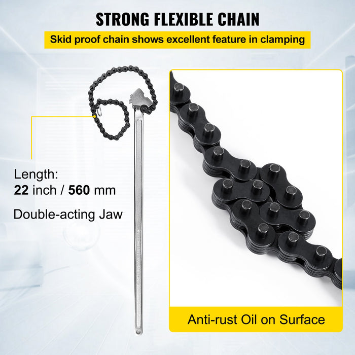 VEVOR 24 Inch Pipe Chain Wrench Heavy Duty 6.7 Inch Chain Wrench